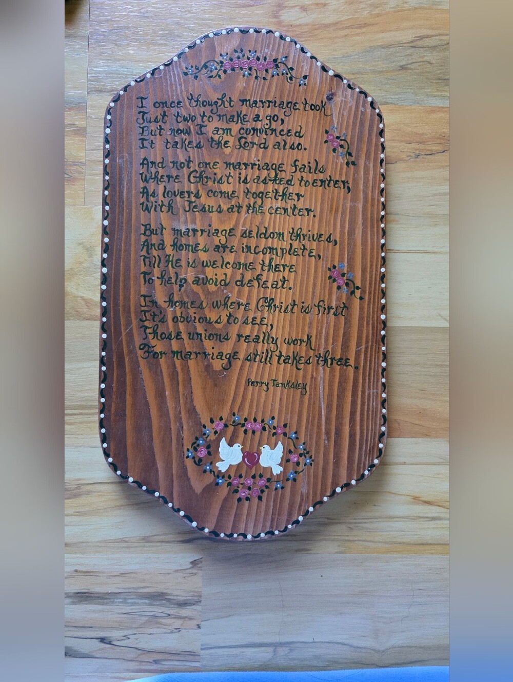 Hand-Painted Wooden Marriage Poem Plaque